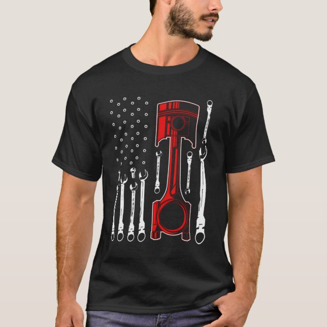 Patriotic American Car Mechanic Husband Gift Pisto T-Shirt (Vorderseite)