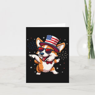 Patriotic American Corgi Dancing Usa Flag Dog 4. Karte
