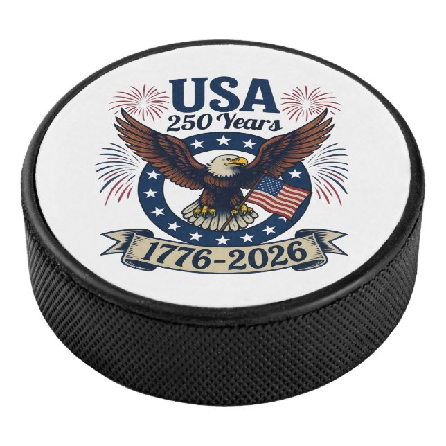 Patriotic American Eagle 250 Years 1776-2026 Eishockey Puck (3/4)