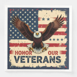 Patriotic American Eagle Honor Our Veterans Serviette