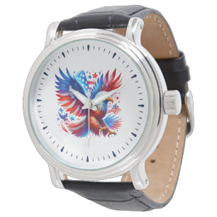Patriotic American Eagle Red White Blue Armbanduhr