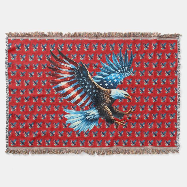 Patriotic American Eagle Red White Blue Decke (Vorderseite)