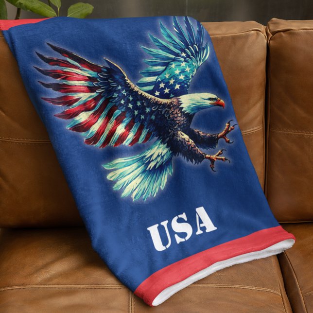 Patriotic American Eagle Red White Blue Fleecedecke (Von Creator hochgeladen)
