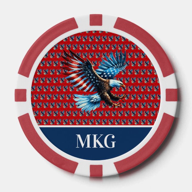 Patriotic American Eagle Red White Blue Pokerchips (Vorderseite)