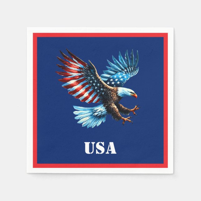 Patriotic American Eagle Red White Blue Serviette (Vorderseite)
