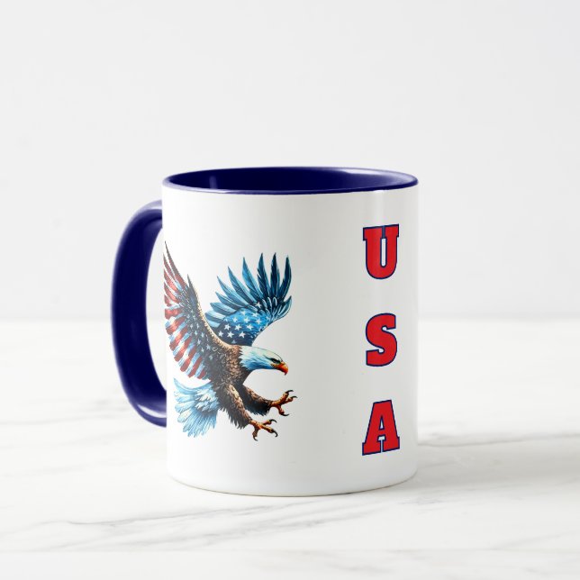 Patriotic American Eagle Red White Blue Tasse (Vorderseite Links)