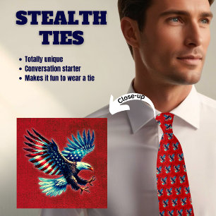 Patriotic American Eagle Red White Neck Tie Krawatte