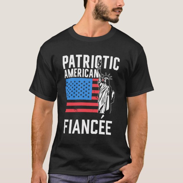Patriotic American Fiancã©E Us Patriot Usa Amerika T-Shirt (Vorderseite)