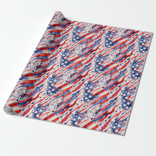 Patriotic American Flag Abstrakt Paint Splash Geschenkpapier