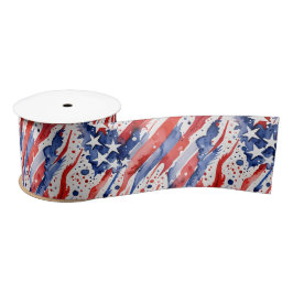Patriotic American Flag Abstrakt Paint Splash Satinband