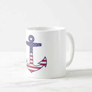 Patriotic American Flag Anchor Nautic Tasse