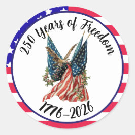 Patriotic American Flag and Eagle USA 250th Runder Aufkleber
