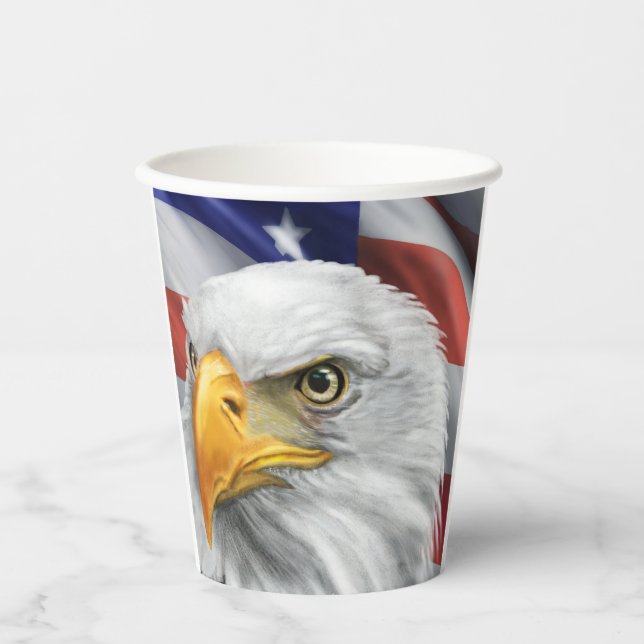 Patriotic American Flag Bald Eagle Paper Cups Pappbecher (Vorderseite)