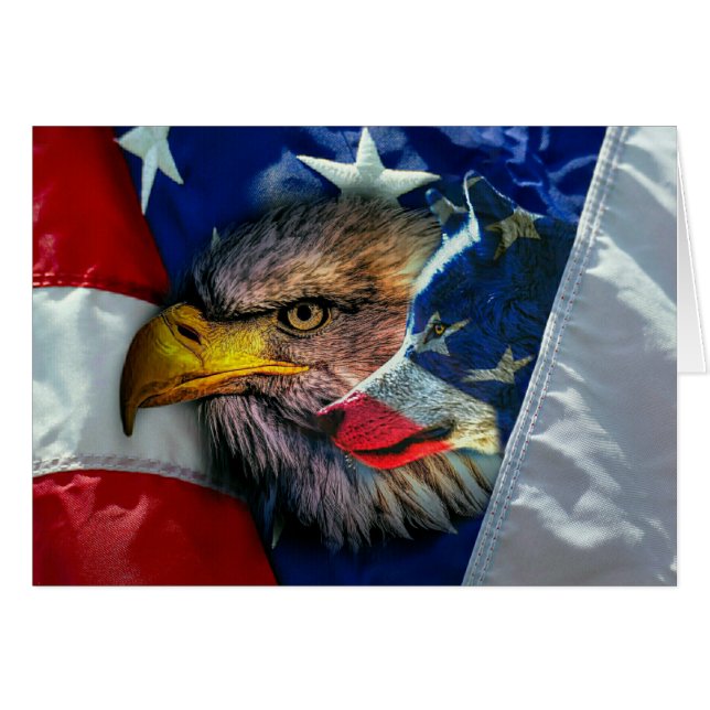 Patriotic American Flag Bald Eagle Wolf (Vorderseite (Horizontal))