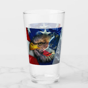 Patriotic American Flag Bald Eagle Wolf Glas