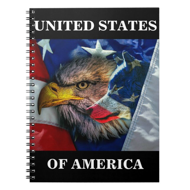 Patriotic American Flag Bald Eagle Wolf Notizblock (Vorderseite)