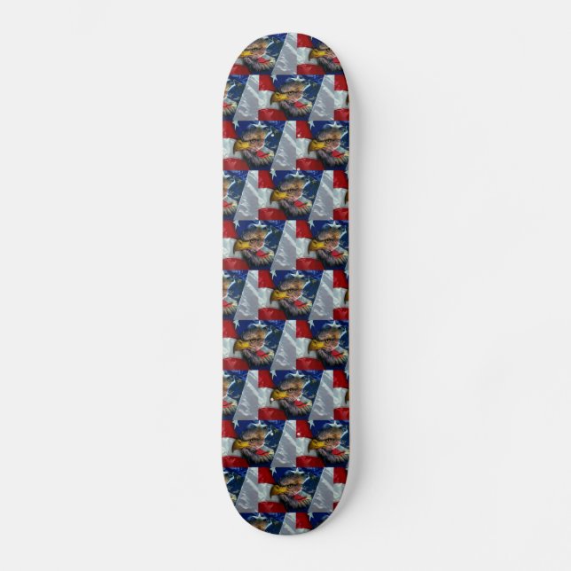 Patriotic American Flag Bald Eagle Wolf Skateboard (Vorderseite)