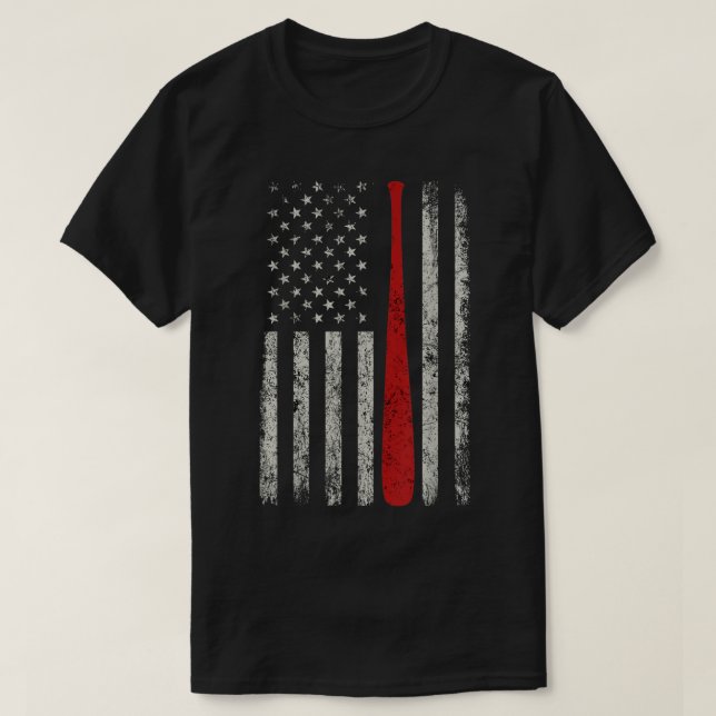 Patriotic AMERICAN FLAG Baseball Baseball Bat T-Shirt (Design vorne)