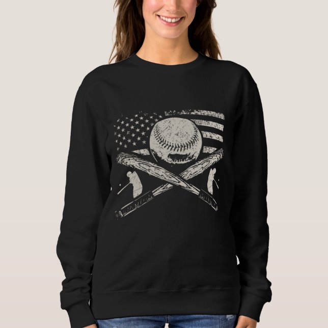 Patriotic American Flag Baseball Design Baseball Sweatshirt (Vorderseite)