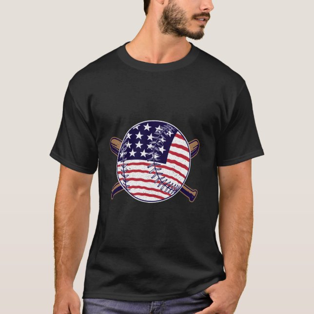 Patriotic American Flag Baseball Softball Graphic T-Shirt (Vorderseite)