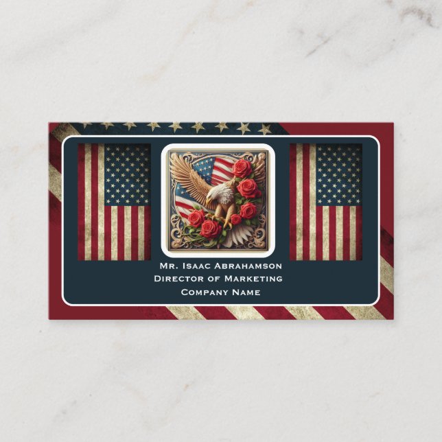 Patriotic American Flag Business Card Visitenkarte (Vorderseite)
