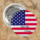 Patriotic American Flag button, USA, Vereinigte St<br><div class="desc">Buttons: Vintage patriotische amerikanische Flagge & USA - Liebe meines Landes,  Reise,  Urlaub,  Patrioten / Sportfans USA</div>
