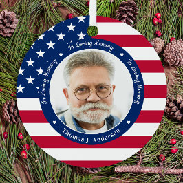 Patriotic American Flag Custom 2 Foto Memorial Ornament Aus Metall