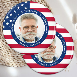 Patriotic American Flag Custom Foto Memorial Magnet