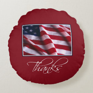 Patriotic American Flag Danke an Red Rundes Kissen