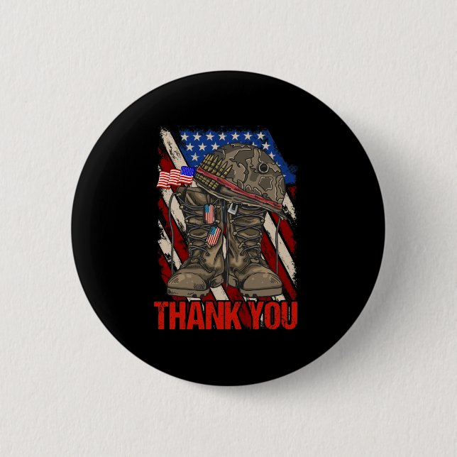 Patriotic American Flag Danke Button (Vorderseite)