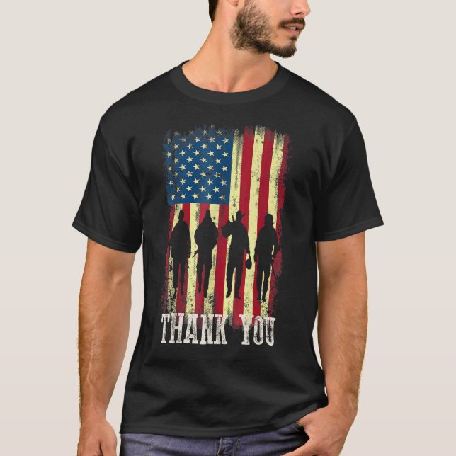 Patriotic American Flag Danke für Männer Frauen Ki T-Shirt (Vorderseite)