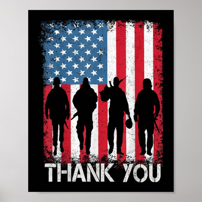 Patriotic American Flag Danke Poster (Vorne)