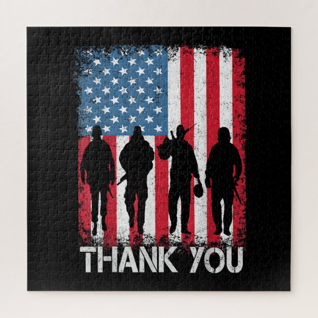 Patriotic American Flag Danke Puzzle (Vertikal)