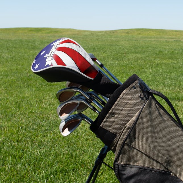 Patriotic American Flag Driver Golf Headcover (In SItu)