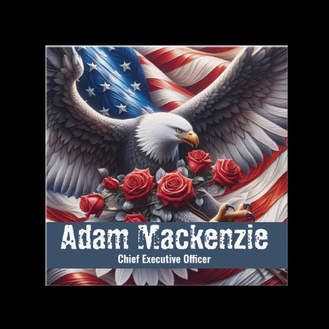 Patriotic American Flag Eagle Business Cards Quadratische Visitenkarte (Von Creator hochgeladen)