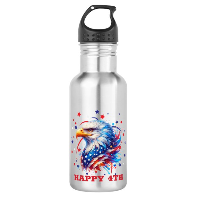 Patriotic American Flag Eagle Edelstahlflasche (Vorderseite)