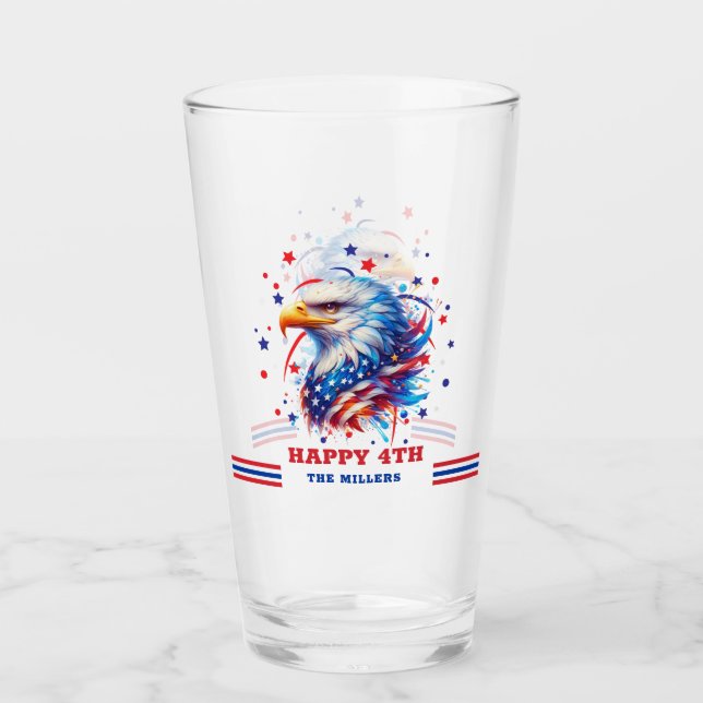 Patriotic American Flag Eagle Glas (Vorderseite)