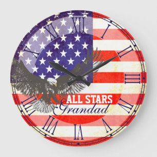 Patriotic American flag eagle grandad wall clock Große Wanduhr