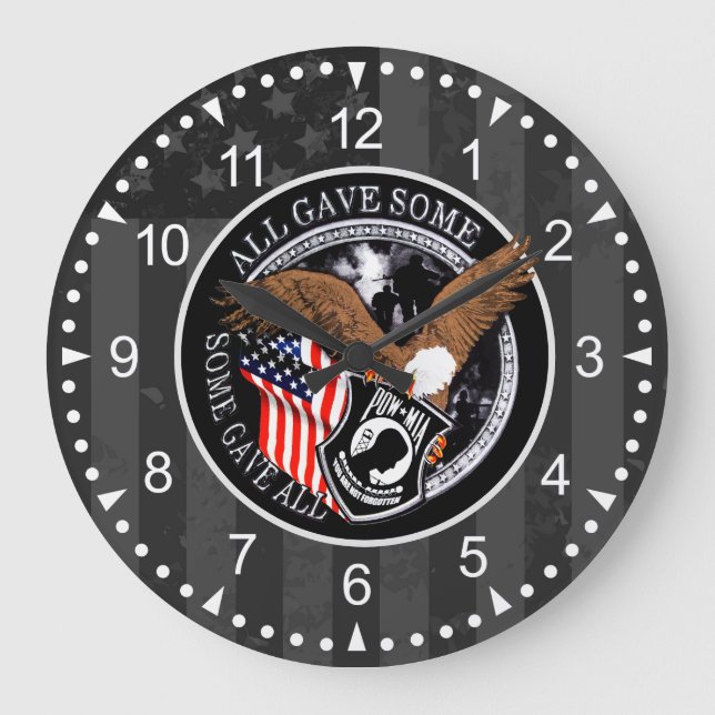 Patriotic American Flag Eagle Military Design Große Wanduhr (Vorderseite)