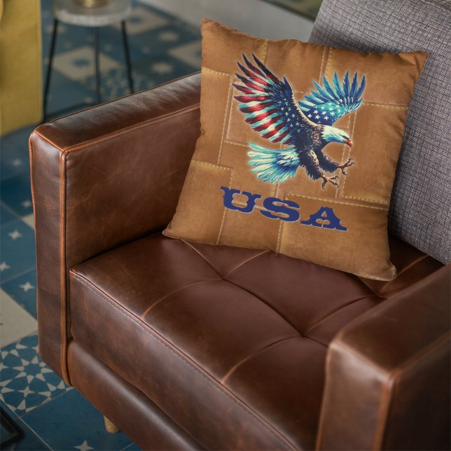 Patriotic American Flag Eagle Rustic Kissen (Von Creator hochgeladen)