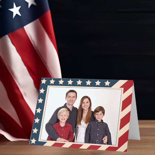 Patriotic American Flag Family Foto Weihnachten (Von Creator hochgeladen)