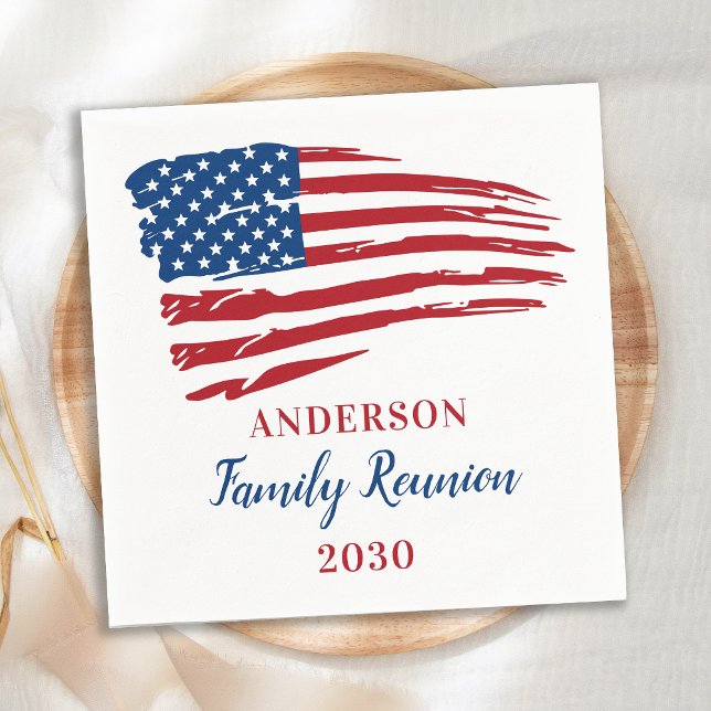 Patriotic American Flag Family Wiedersehen Partys Serviette (Von Creator hochgeladen)