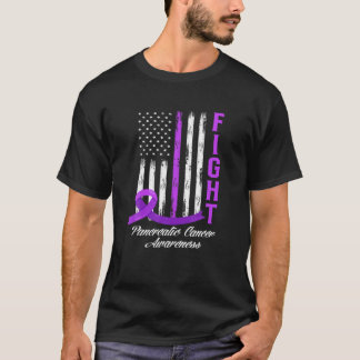 Patriotic American Flag Fight Pankreatic Cancer Aw T-Shirt