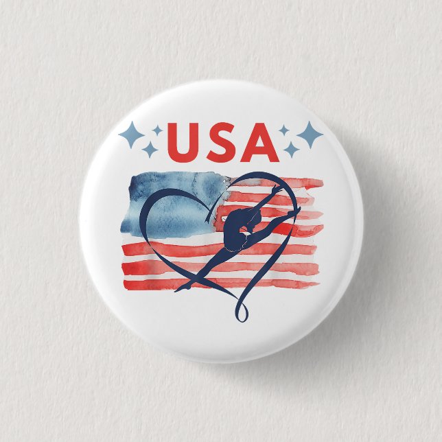 Patriotic American Flag Gymnastics Design für die  Button (Vorderseite)