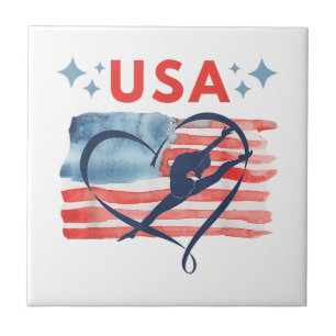 Patriotic American Flag Gymnastics Design für die Fliese
