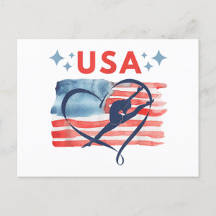 Patriotic American Flag Gymnastics Design für die Postkarte