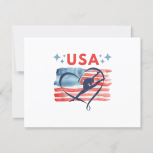 Patriotic American Flag Gymnastics Design für die RSVP Karte