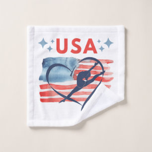 Patriotic American Flag Gymnastics Design für die  Waschlappen