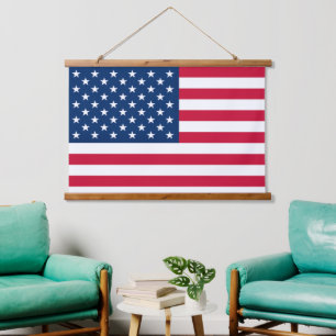 Patriotic American Flag Hanging Tapestes Wandteppich Mit Holzrahmen