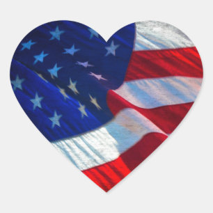 Patriotic American Flag Heart Sticker